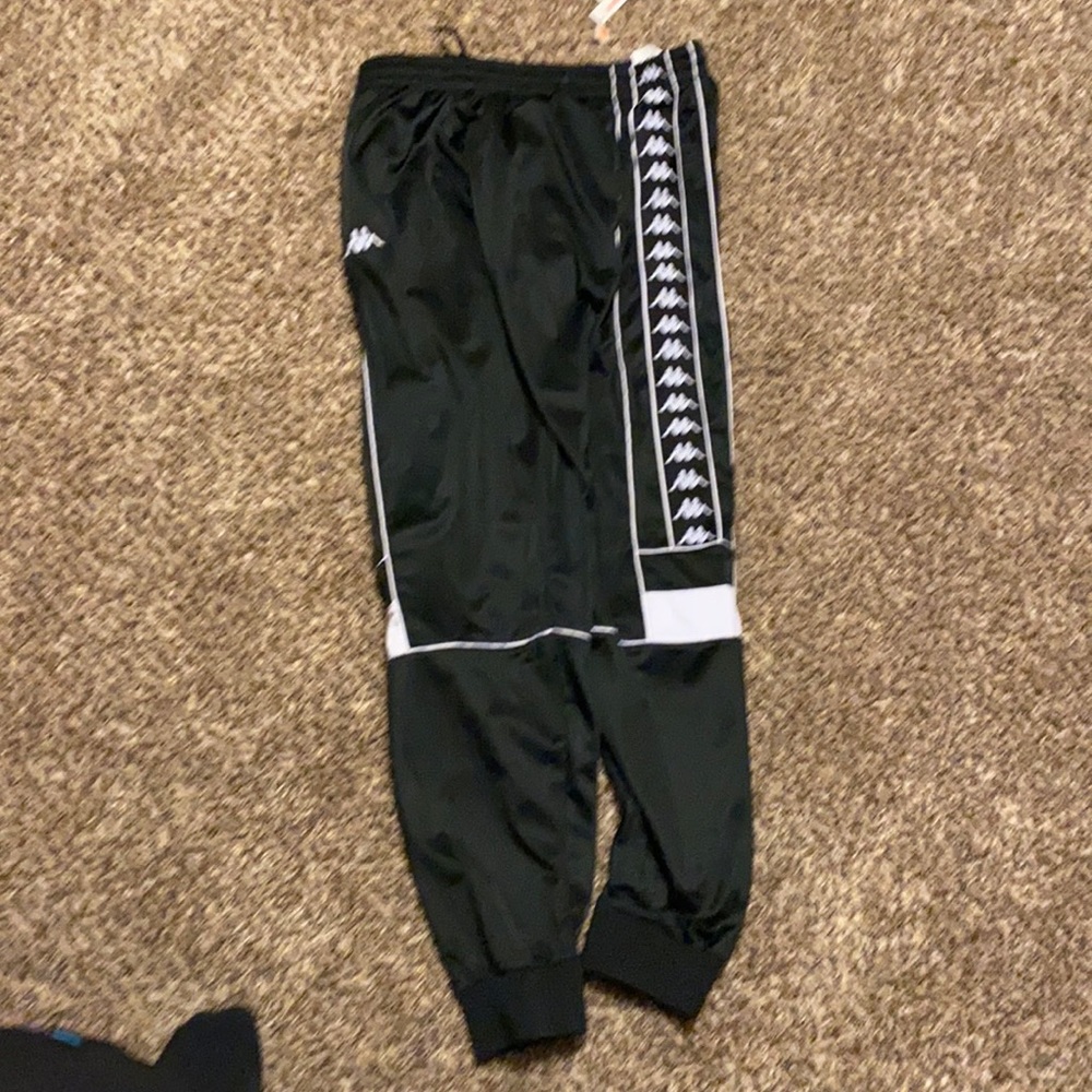 Black and white Kappa track pants